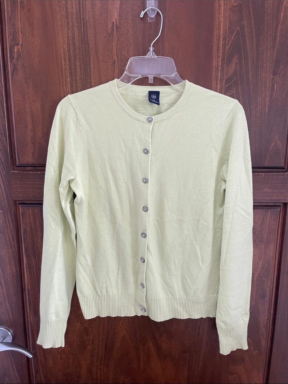 GAP Pale Lime Crewneck Button-Up Cardigan - Women's